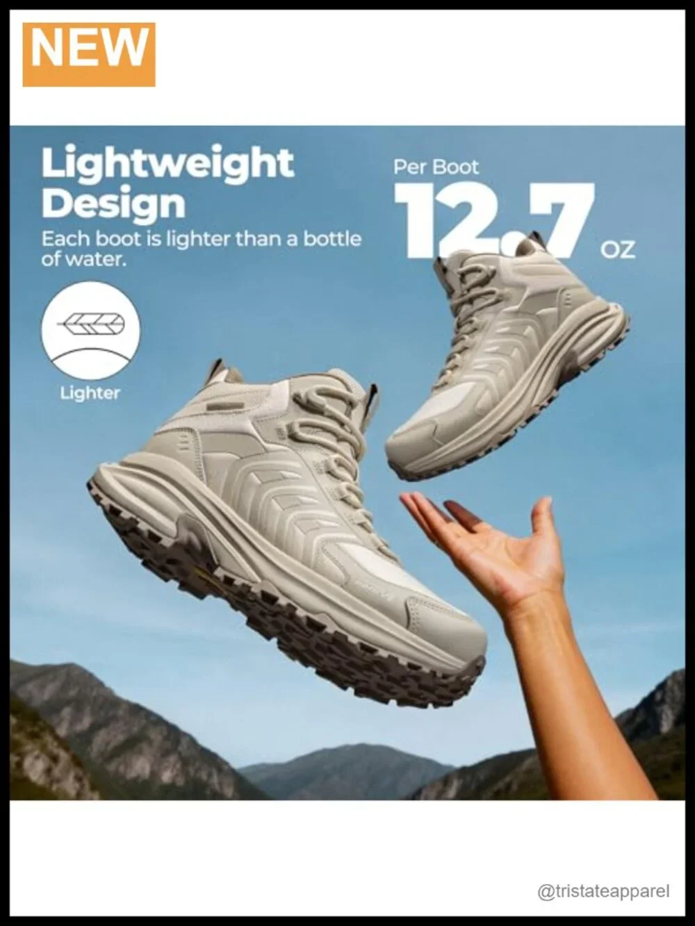 Waterproof Hiking Boots Lightweight Ankle Lace Up Outdoor Trail Shoes - Nylon
